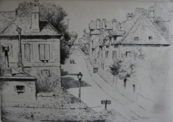 Gravure Delatre - La rue de Paris, à Rozoy-en-Brie