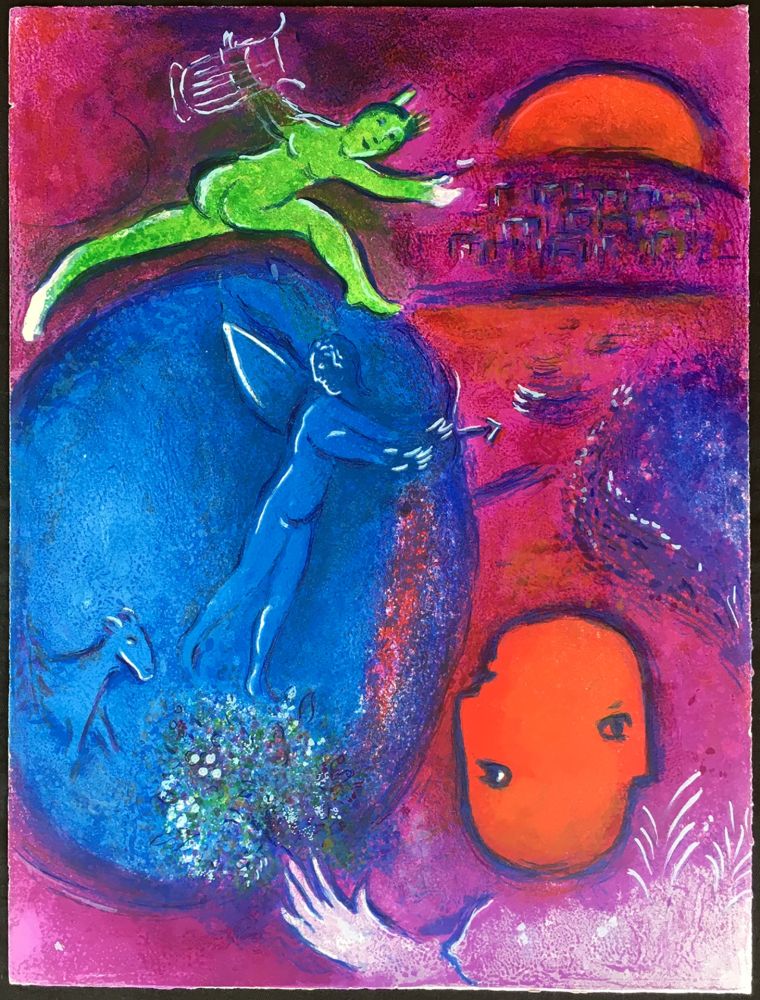 Lithographie Chagall - LA RUSE DE DOCRON (de la Suite Daphnis & Chloé - 1961)