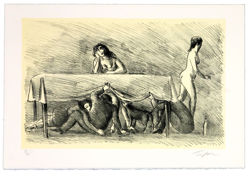 Lithographie Topor - La répétition