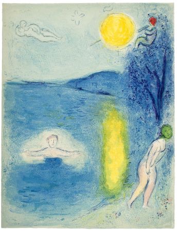 Lithographie Chagall - LA SAISON D'ÉTÉ (de la Suite Daphnis & Chloé - 1961)