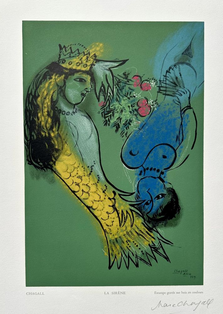 Gravure Sur Bois Chagall - La Sirene