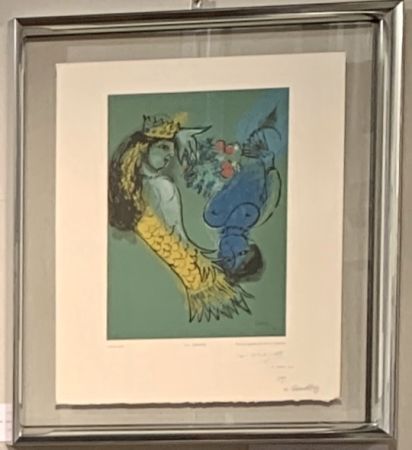 Gravure Sur Bois Chagall - La sirène 