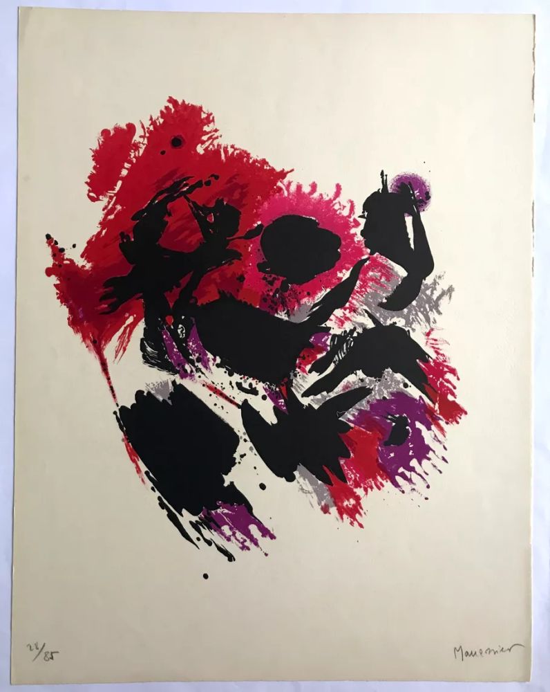 Lithographie Manessier - La Tache rouge