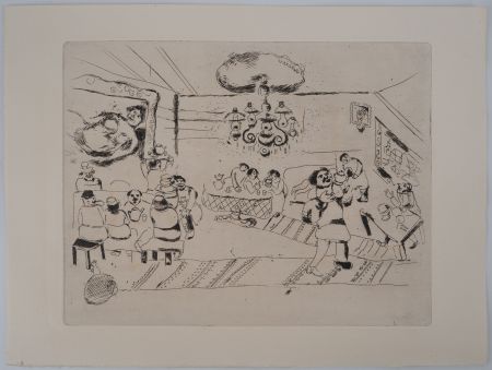 Gravure Chagall - La taverne des artistes (Le traktir)