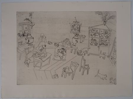 Gravure Chagall - La taverne russe (Repas dans le traktir)