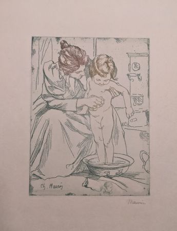 Gravure Maurin - La toilette de l'enfant