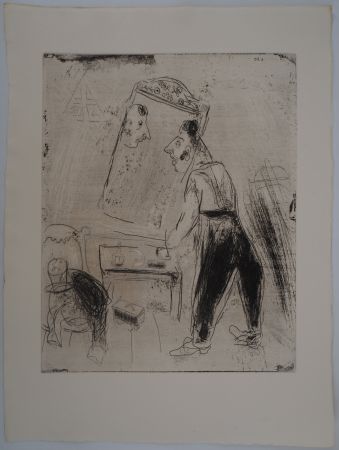 Gravure Chagall - La toilette de Tchitchikov
