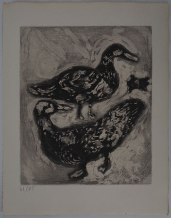Gravure Chagall - La tortue et les deux canards