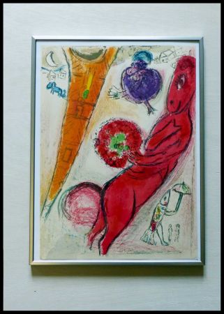 Lithographie Chagall - LA TOUR EIFFEL A L ANE
