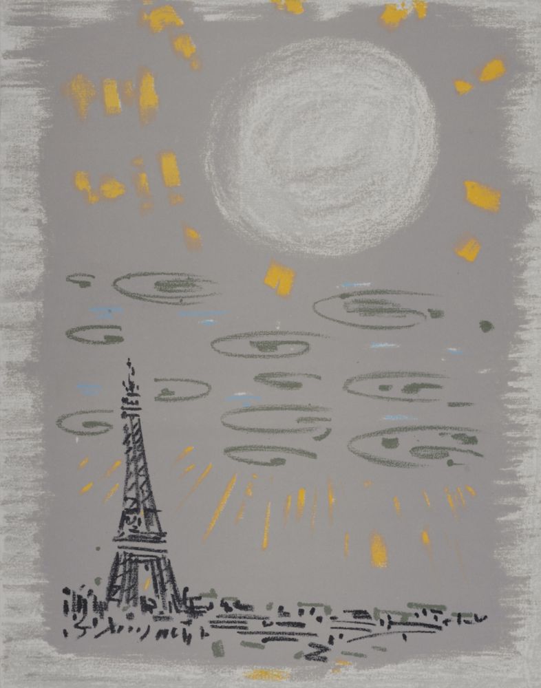 Lithographie Masson - La Tour Eiffel au ciel gris, 1962