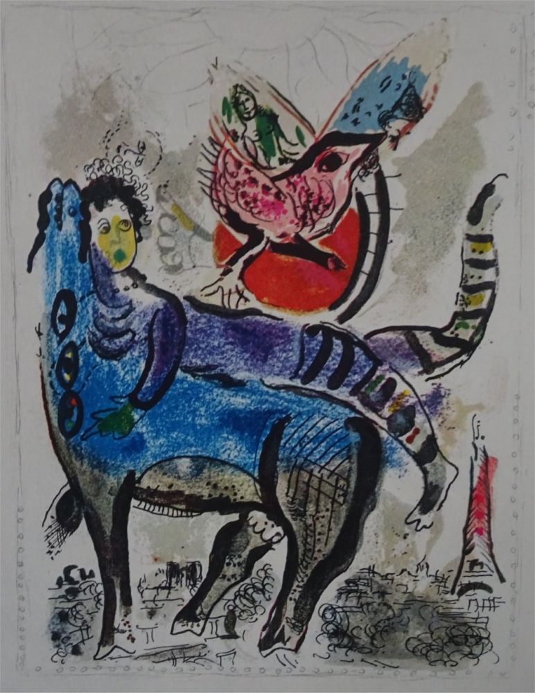 Lithographie Chagall - La Vache bleue