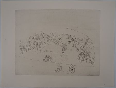 Gravure Chagall - La vie de village (A la barrière de la ville)