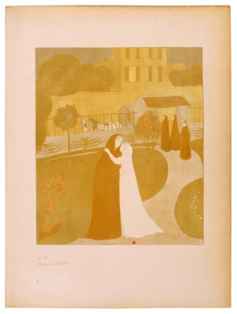 Lithographie Denis - La visitation à la villa Montrouge 