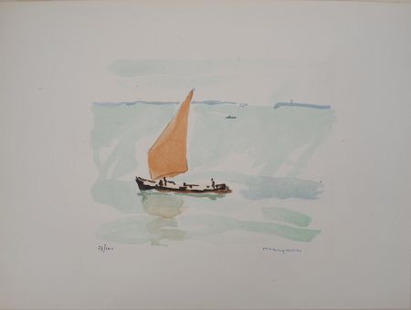 Lithographie Marquet - La voile rouge