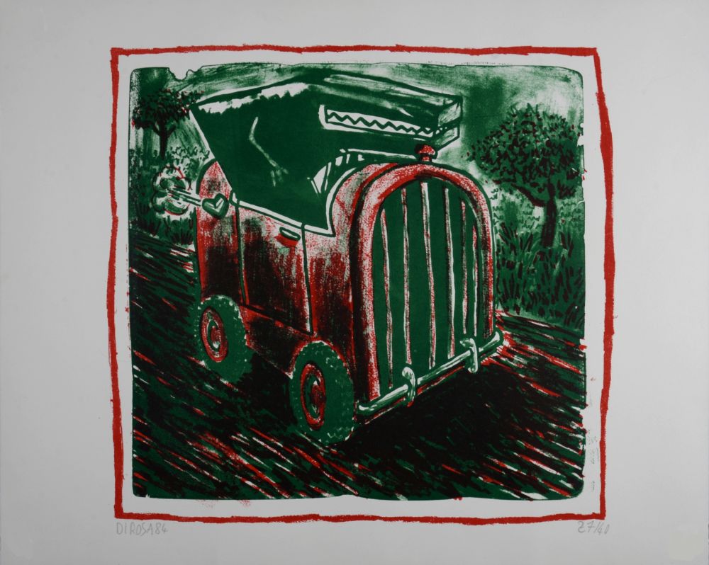 Lithographie Di Rosa - La voiture de Raphaël, 1984