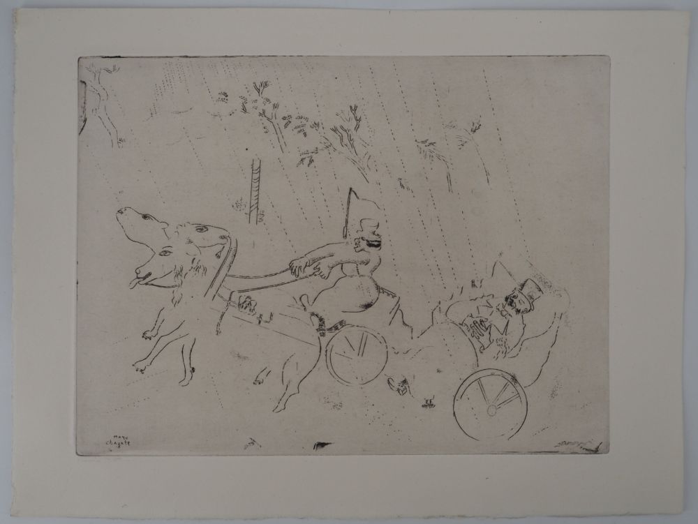 Gravure Chagall - L'accident de calèche (La britchka s'est renversée)