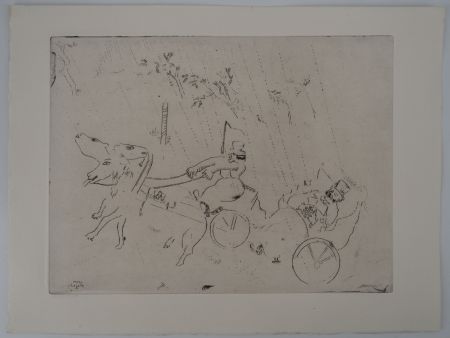 Gravure Chagall - L'accident de calèche (La britchka s'est renversée)