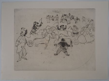 Gravure Chagall - L'accident de la circulation (Collusion en chemin)