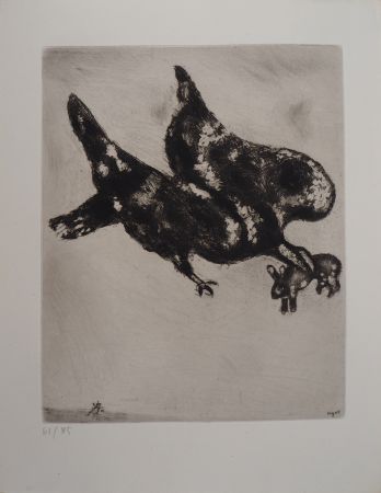 Gravure Chagall - L'Aigle, la Lapin et le Coléoptère (L'Aigle et l'Escarbot)