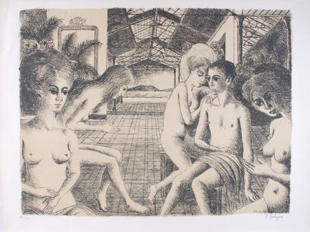 Lithographie Delvaux - L'Amoureux