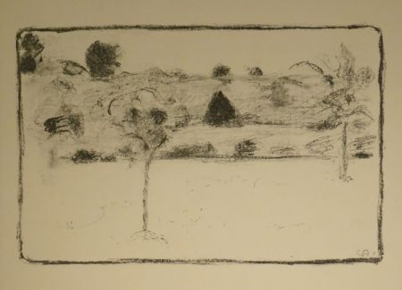 Lithographie Amiet - (Landschaft mit Bäumen)