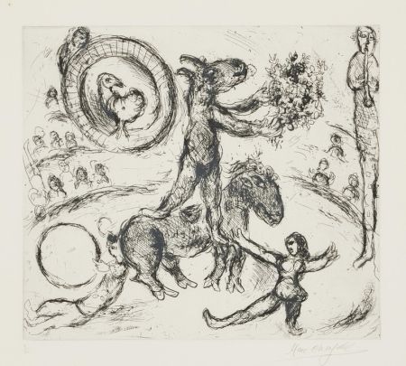 Gravure Chagall - L'Ane au bouquet de fleurs