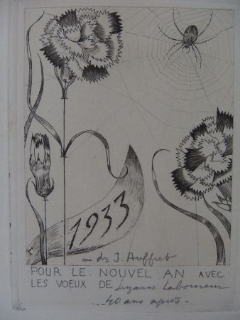 Gravure Laboureur - L'araignée aux fleurs