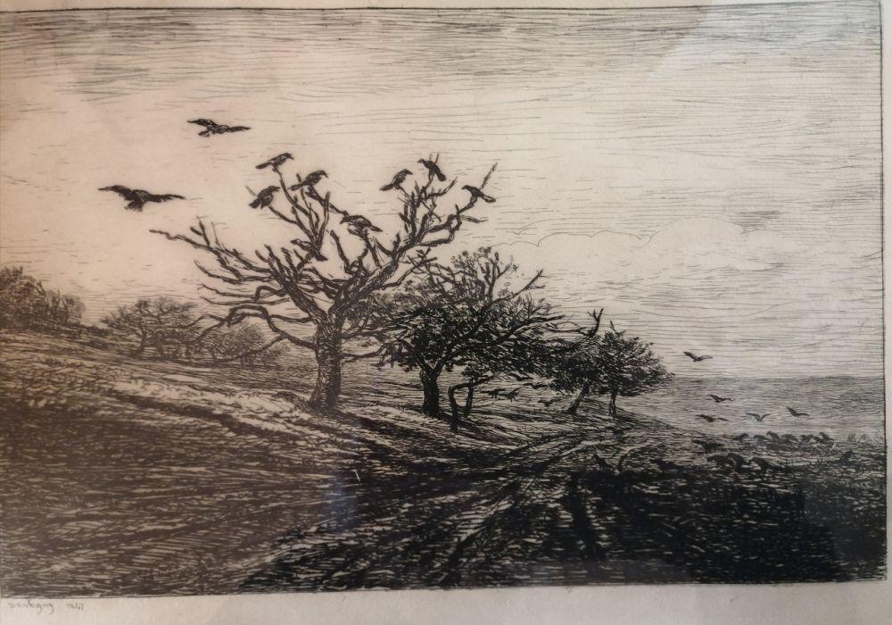 Eau-Forte Daubigny - L'arbre aux corbeaux