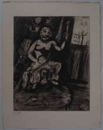 Gravure Chagall - L'atelier du sculpteur (Le statuaire et la statue de Jupiter)