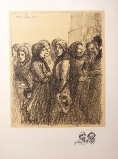 Lithographie Steinlen - L'attente