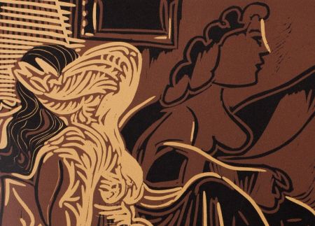 Linogravure Picasso - L'attente : Deux femmes à la fenêtre