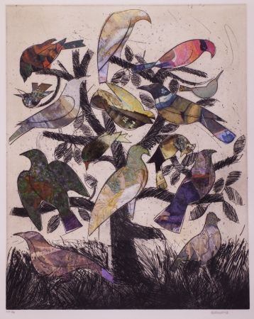 Lithographie Valdés - Le arbre aux oiseaux