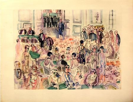 Lithographie Dufy - Le Baccarat  à  Deauville