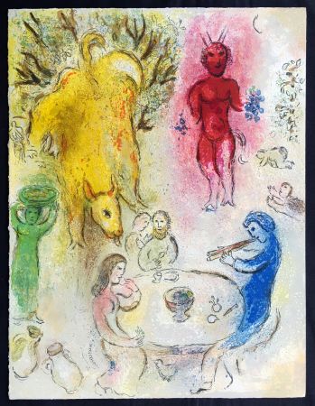 Lithographie Chagall - LE BANQUET DE PAN (de la Suite Daphnis & Chloé - 1961)
