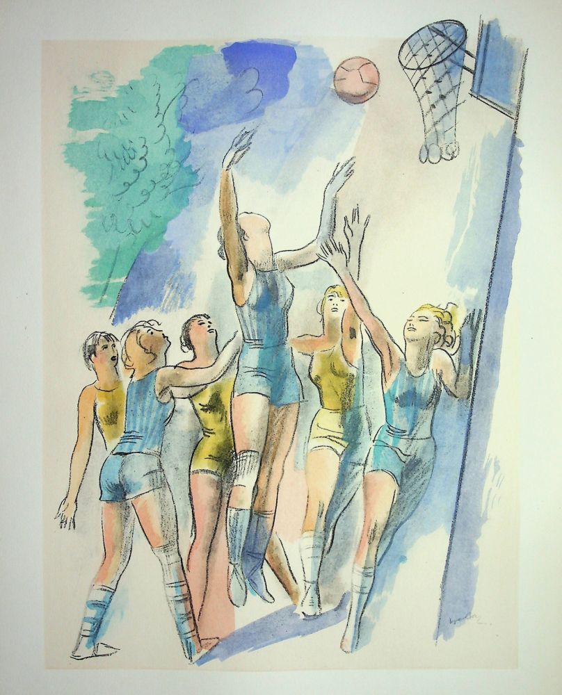 Lithographie Uzelac - Le basket