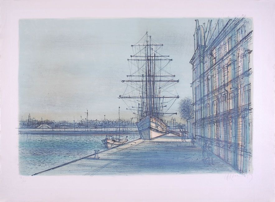 Lithographie Carzou - Le Bateau école à Venise