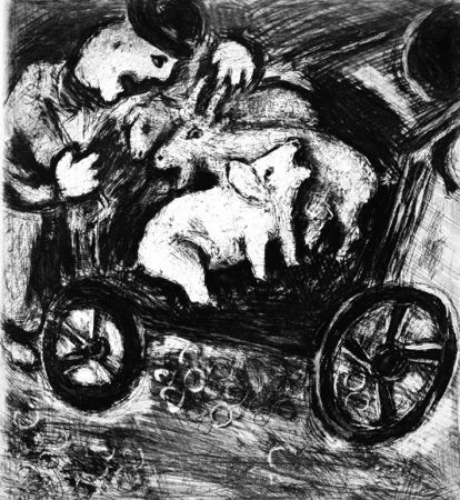 Eau-Forte Chagall - Le Berger et son Troupeau