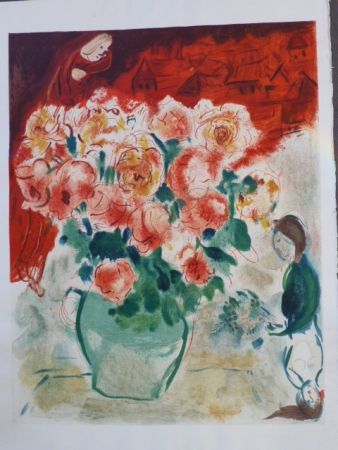 Lithographie Chagall - Le bouquet 