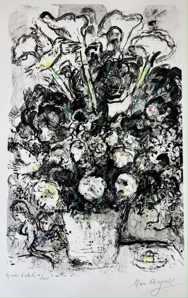 Lithographie Chagall - LE BOUQUET BLANC