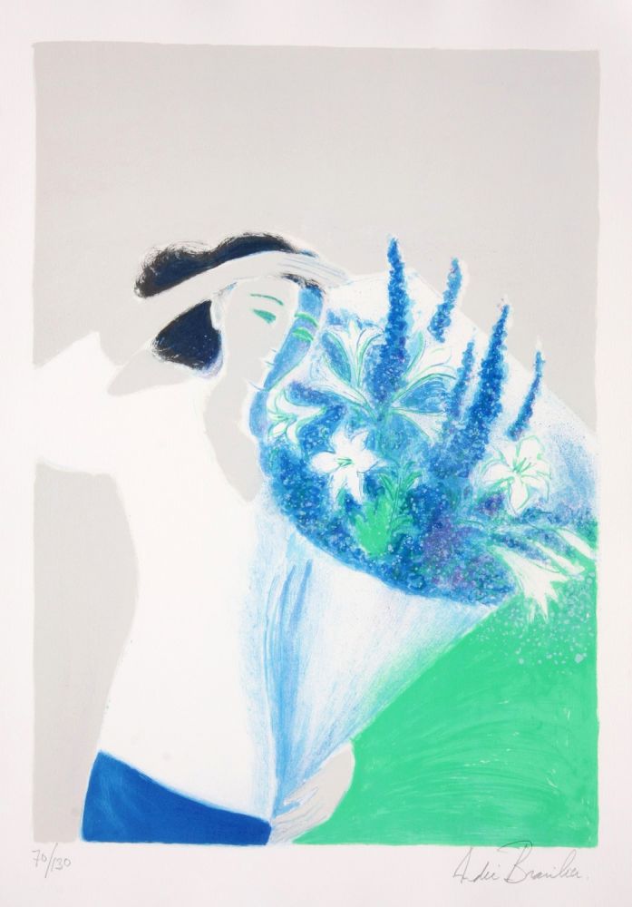 Lithographie Brasilier - Le Bouquet Bleu