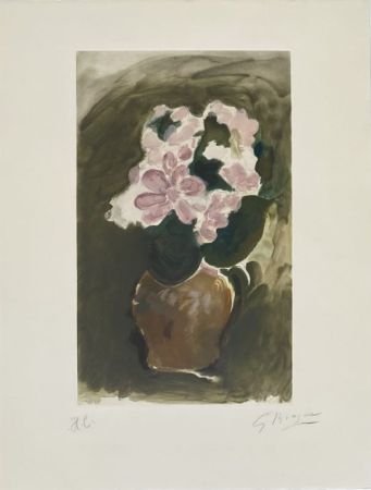 Aquatinte Braque - Le bouquet rose 