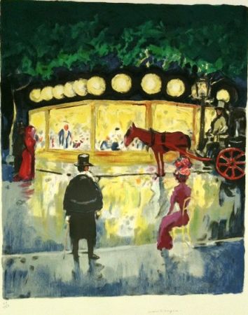 Lithographie Van Dongen - LE CARROUSEL AU BOIS DE BOULOGNE