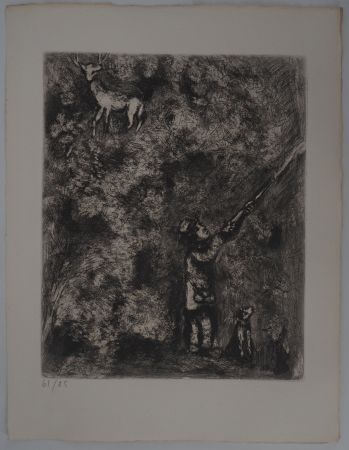 Gravure Chagall - Le cerf chassé (Le cerf et la vigne)