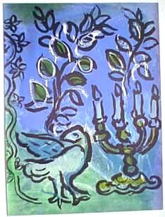 Lithographie Chagall - Le chandelier