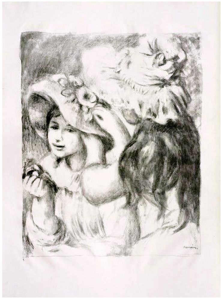 Lithographie Renoir - LE CHAPEAU ÉPINGLÉ (1898). 2e planche.