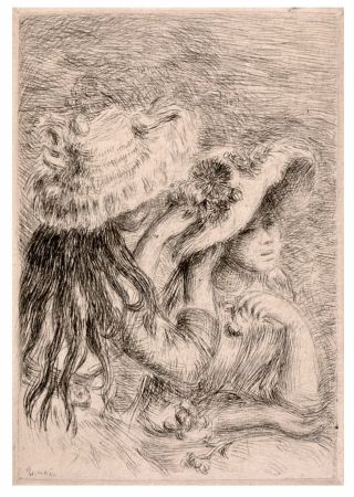 Pointe-Sèche Renoir - LE CHAPEAU ÉPINGLÉ. RENOIR ET SES AMIS. 1/150 JAPON AVEC 2 ÉTATS DE LA POINTE-SÈCHE.