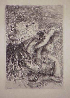 Gravure Renoir - Le chapeau épinglé, in Renoir et ses amis