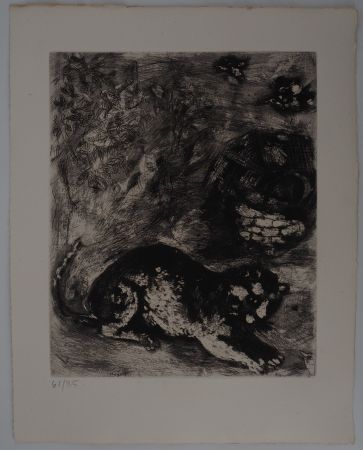 Gravure Chagall - Le chat et les deux moineaux