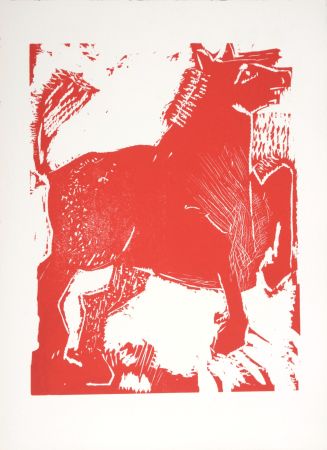 Gravure Sur Bois Lorjou - Le Cheval, 1965