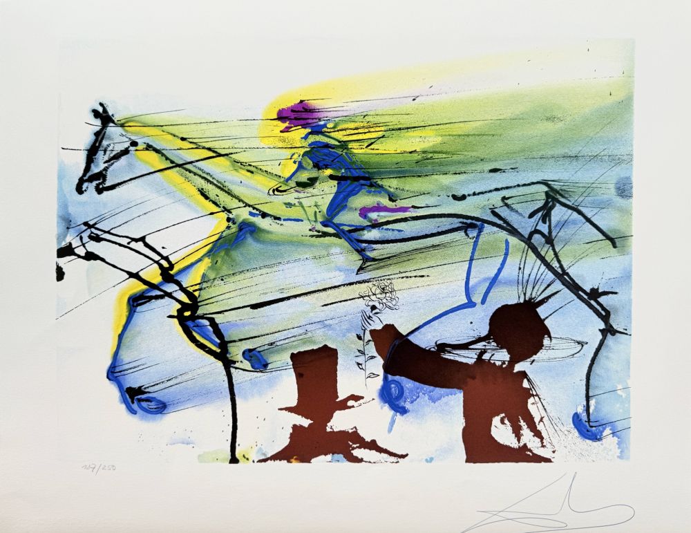 Lithographie Dali - Le cheval de course